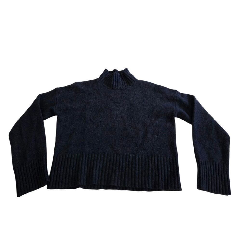 Frame Women's Turtleneck Long Sleeve Virgin Wool & Cashmere Sweater Navy Size M